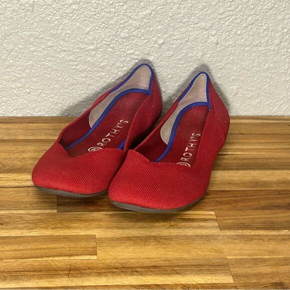 Rothy’s ‘The Flat’ Bright Red Round Toe *Size runs small* Marked as 8W- Fits 7 - Picture 2 of 11